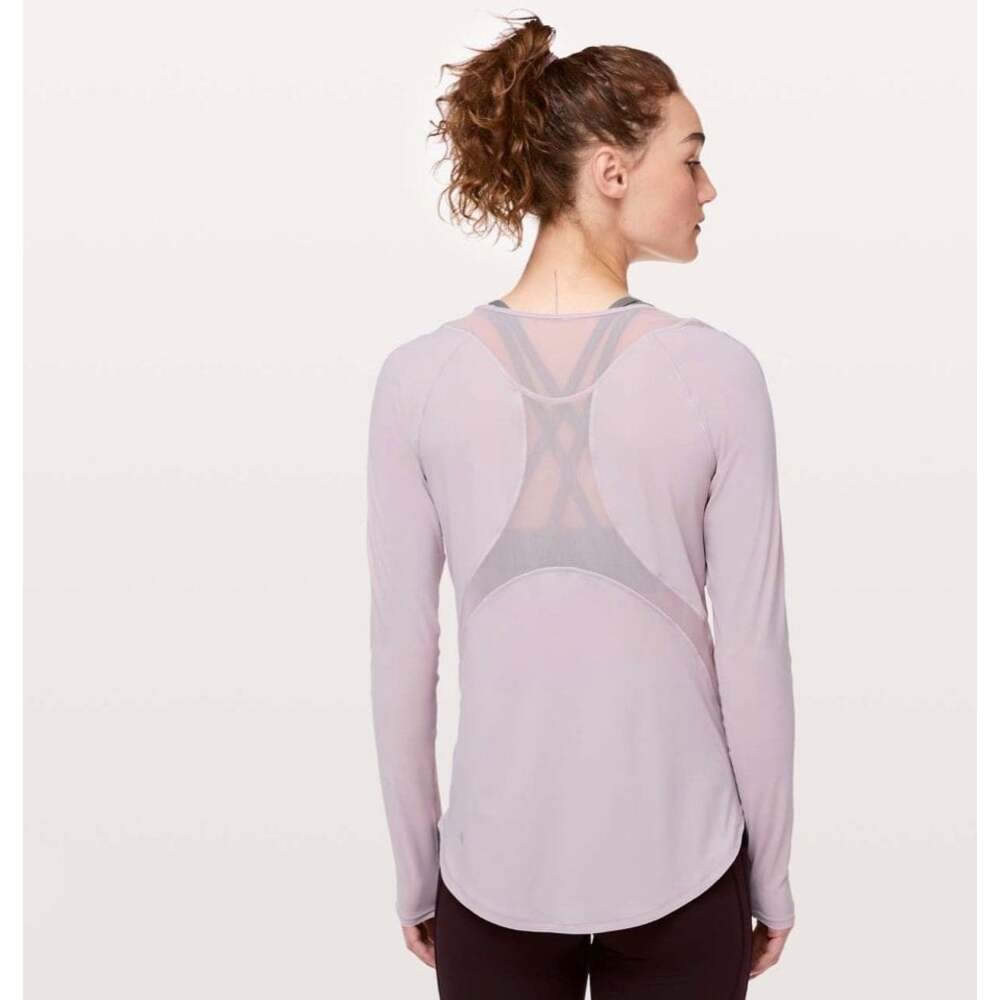 Lululemon Sculpt Long Sleeve Top Size 4 Powdered Mauve Mesh Running Workout